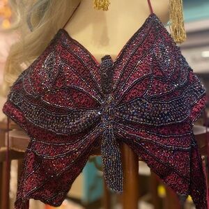 Butterfly Beaded Vintage Y2K Misdemeanor Contempo never worn backless top